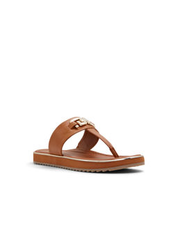 Aldo - Women Tan T-Strap Flat Sandals