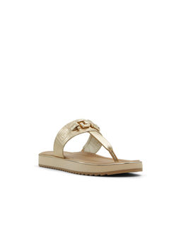 Aldo - Women Gold T-Strap Flat Sandals