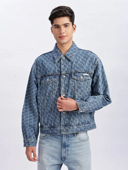 Calvin Klein - Blue Logo Relaxed Fit Cotton Jacket