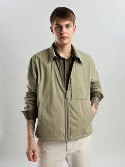 Calvin Klein - Olive Solid Regular Fit Cotton Jacket