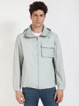Calvin Klein - Blue Solid Relaxed Fit Nylon Jacket