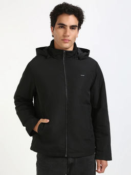 Calvin Klein - Black Solid Regular Fit Polyester Jacket