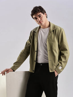 Calvin Klein - Green Solid Regular Fit Lyocell Jacket