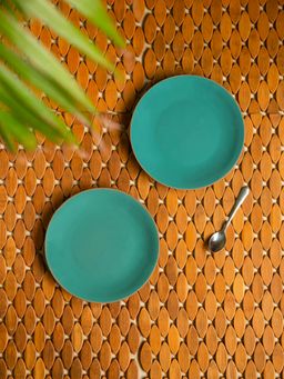 ExclusiveLane - Earthen Turquoise Hand Glazed Side Quarter Plates In Ceramic (Set of 2)