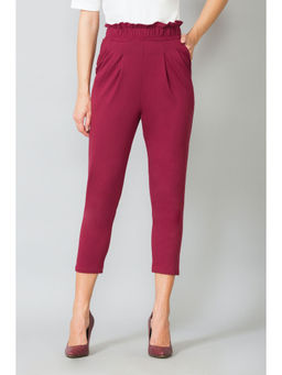 Van Heusen Woman Lingerie and Athleisure - Van Heusen Women Athleisure Ruffled Waistband & Ultra Soft Ruffle Pants - Wine