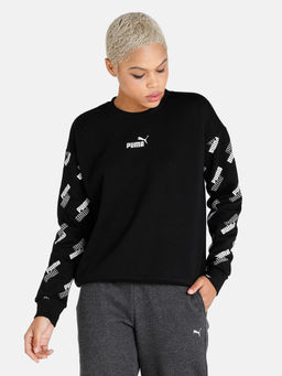 Puma - Power Aop Crew Fl Women Black Sweatshirt