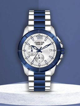 Carlos Philip - Mens Analog Silver Watch with Stainless Steel Band (M)