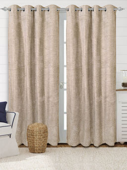 Saral Home - Beige Pacman Chenille Blackout Curtains (4X9 Feet)