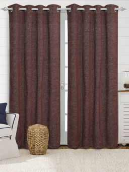 Saral Home - Brown Pacman Chenille Blackout Curtains (4X9 Feet)