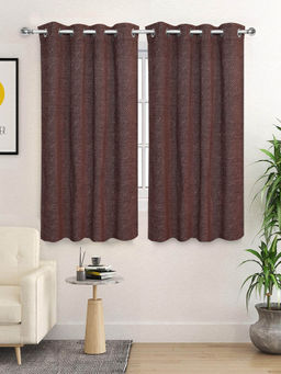 Saral Home - Brown Pacman Chenille Blackout Curtains (4X5 Feet)