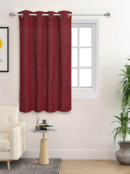 Saral Home - Maroon Pacman Chenille Blackout Curtain (4X5 Feet)
