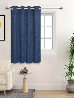 Saral Home - Navy Blue Pacman Chenille Blackout Curtain (4X5 Feet)