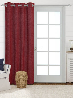 Saral Home - Maroon Pacman Chenille Blackout Curtain (4x7 Feet)