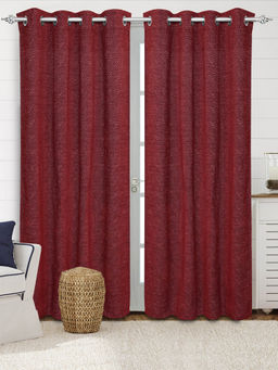 Saral Home - Maroon Pacman Chenille Blackout Curtains (4x7 Feet)