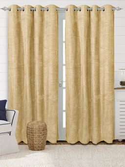 Saral Home - Gold Pacman Chenille Blackout Curtains (4X9 Feet)