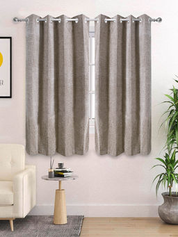 Saral Home - Beige Tic Tac Chenille Blackout Curtains (4X5 Feet)