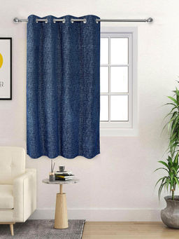 Saral Home - Blue Tic Tac Chenille Blackout Curtain (4X5 Feet)