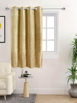 Saral Home - Gold Tic Tac Chenille Blackout Curtain (4X5 Feet)