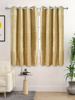 Saral Home - Gold Tic Tac Chenille Blackout Curtains (4X5 Feet)