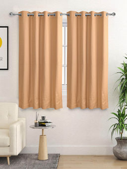 Saral Home - Beige Waffle Cotton Blackout Curtains (4X5 Feet)