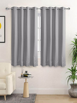 Saral Home - Grey Waffle Cotton Blackout Curtains (4X5 Feet)