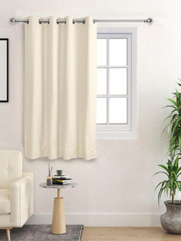 Saral Home - Ivory Waffle Cotton Curtain (4X5 Feet)