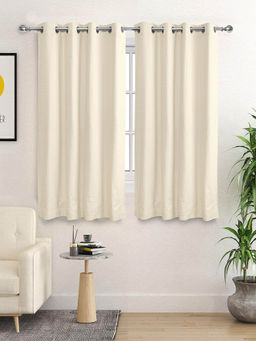 Saral Home - Ivory Waffle Cotton Blackout Curtains (4X5 Feet)