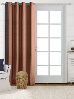 Saral Home - Brown Waffle Cotton Room Darkening Curtain (4x7 Feet)