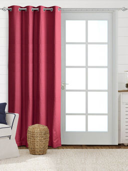 Saral Home - Maroon Waffle Cotton Room Darkening Curtain (4x7 Feet)