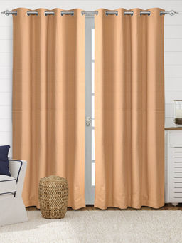 Saral Home - Beige Waffle Cotton 100% Blackout Curtains (4X9 Feet)