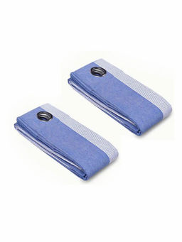 Saral Home - Blue Bamboo Cotton Room Darkening Curtains (4X5 Feet)