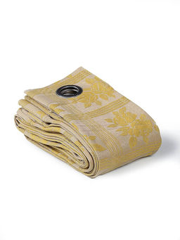 Saral Home - Beige Checkro Cotton Room Darkening Curtain (4X5 Feet)