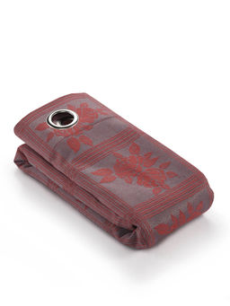 Saral Home - Rust Checkro Cotton Room Darkening Curtain (4X5 Feet)