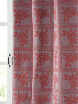 Saral Home - Rust Checkro Cotton Room Darkening Curtains (4X5 Feet)