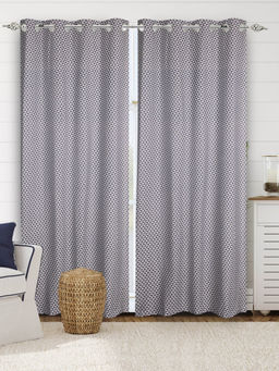 Saral Home - Navy Blue Firki Cotton Room Darkening Curtains (4X9 Feet)