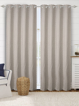 Saral Home - Grey Cotton Room Darkening Curtains (4x7 Feet)