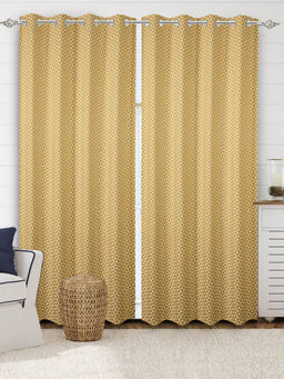 Saral Home - Yellow Cotton Room Darkening Curtains (4X9 Feet)