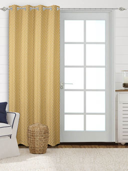 Saral Home - Yellow Cotton Room Darkening Curtain (4x7 Feet)