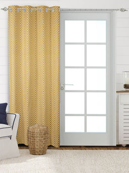Saral Home - Yellow Chevron Cotton Room Darkening Curtain (4X9 Feet)