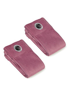 Saral Home - Purple Plain Velvet Room Darkening Curtains (4X5 Feet)