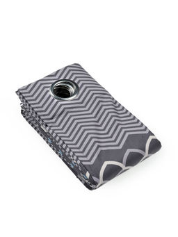 Saral Home - Grey Quite Velvet Digital Print Room Darkening Curtain (4X5 Feet)