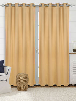 Saral Home - Beige Blackout Velvet Curtains (4x7 Feet)