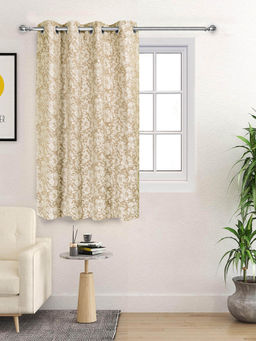 Saral Home - Kanan Cotton Beige Room Darkening Curtain (4X5 Feet)
