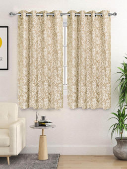 Saral Home - Kanan Cotton Beige Room Darkening Curtains (4X5 Feet)