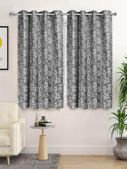 Saral Home - Kanan Cotton Grey Room Darkening Curtains (4X5 Feet)