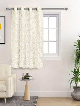 Saral Home - Kanan Cotton Ivory Room Darkening Curtain (4X5 Feet)