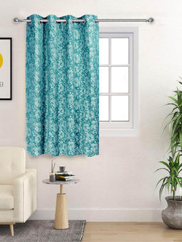 Saral Home - Kanan Cotton Teal Room Darkening Curtain (4X5 Feet)