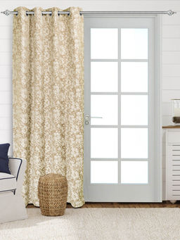 Saral Home - Kanan Cotton Beige Room Darkening Curtain (4X5 Feet)