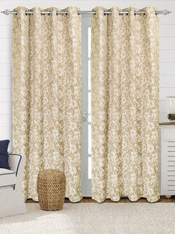 Saral Home - Kanan Cotton Beige Room Darkening Curtains (4x7 Feet)