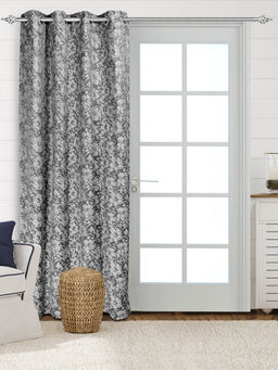 Saral Home - Kanan Cotton Grey Room Darkening Curtain (4X5 Feet)